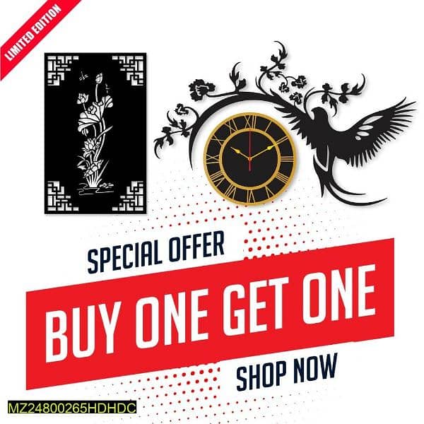 wall design clock buy one get free 4