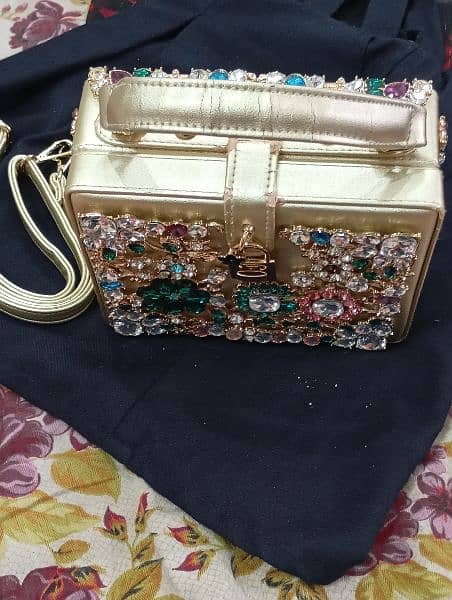 bridal walima fancy purse condition good 1 day used with walima dress 2