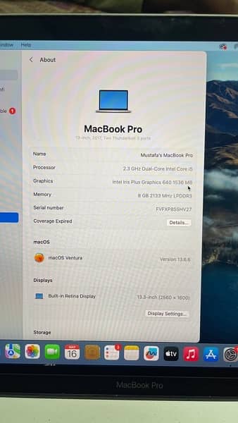 Macbook Pro 2017 13.3inch 10/9.5 Condition 2