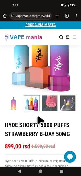 Hyde Shorty Disposable 5000 puff rechargeable 7
