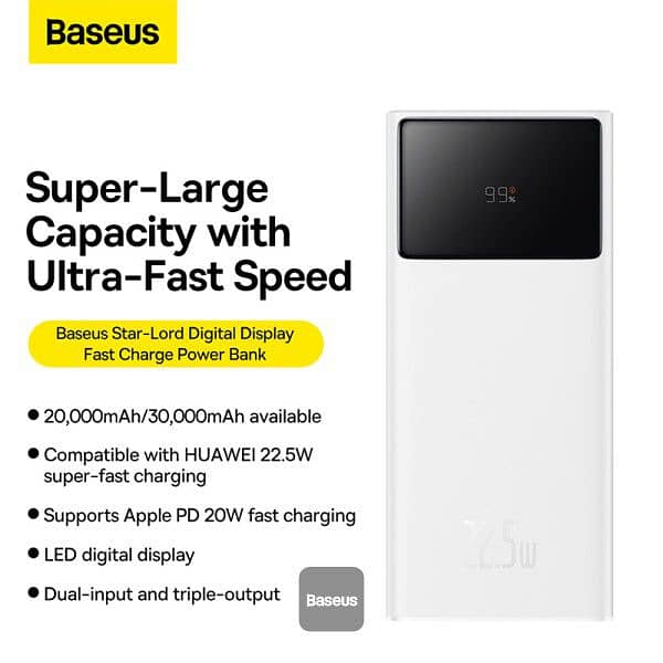 Baseus Star Lord Digital Display 30,000mah 22.5W Power Bank 1