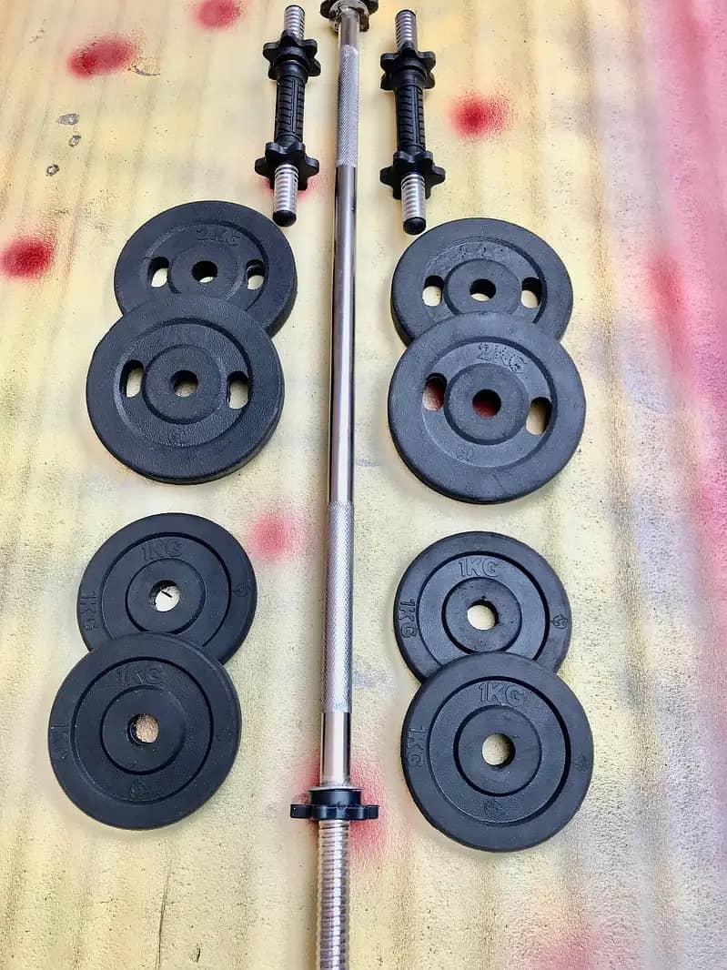 Home gym setup / dumbbell rods / plates / rubber coated plates 3