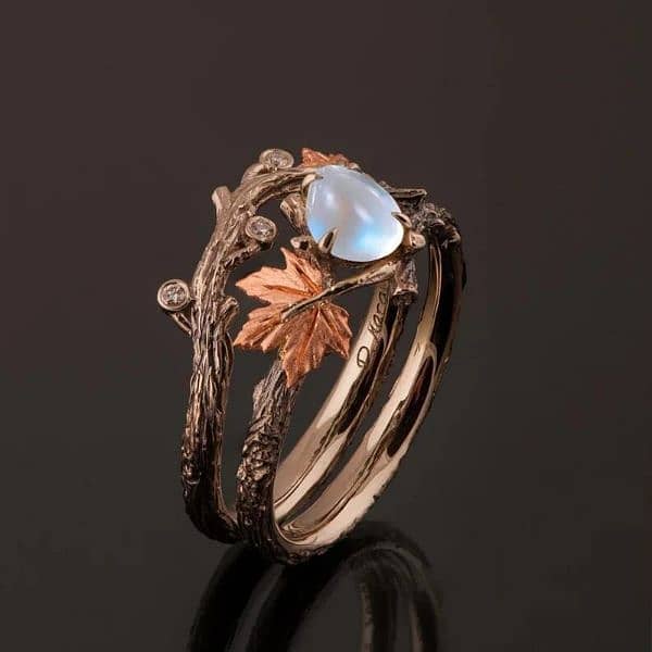 Fashion Antique Gold Maple Leaf  Ring Anniversary Gift 3