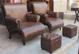 High back leather chairs with puffy
