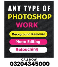 any type of photoshop editing retouching background removal
