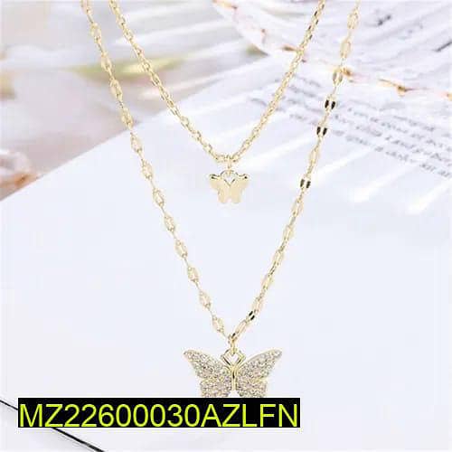 Gold plated double layered butterfly pendent 2