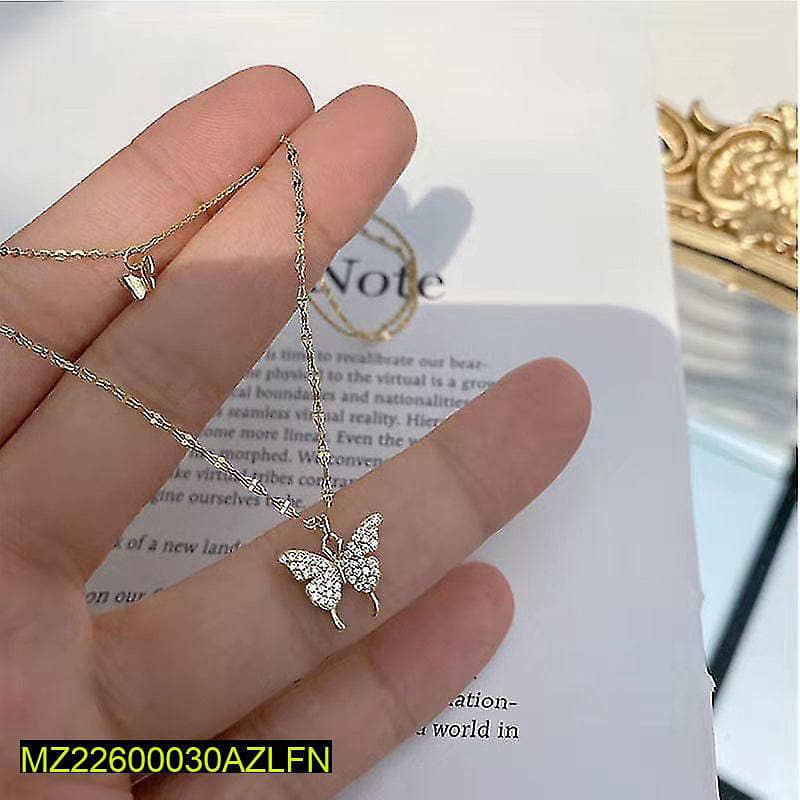 Gold plated double layered butterfly pendent 3