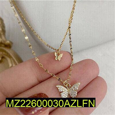 Gold plated double layered butterfly pendent 4