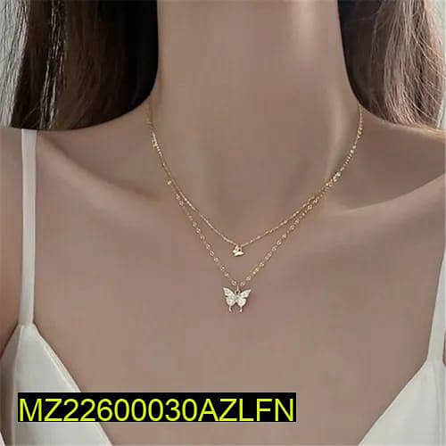 Gold plated double layered butterfly pendent 5