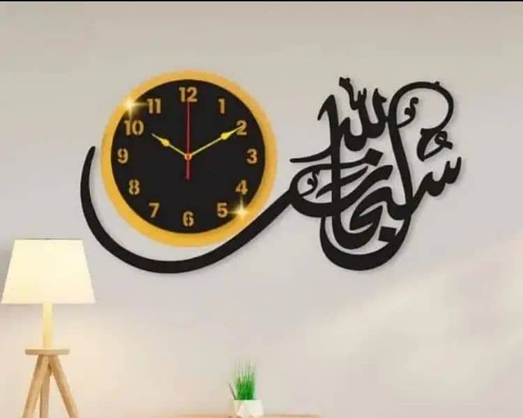 bismillah calligraphy wood clock with light home decor 1