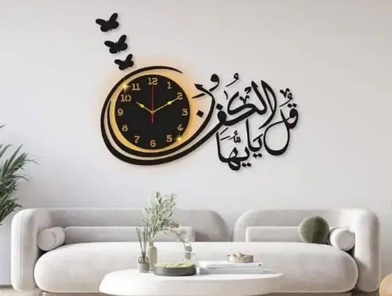 bismillah calligraphy wood clock with light home decor 4