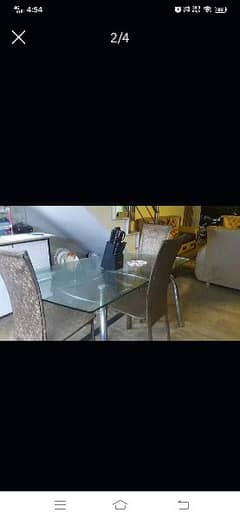Iron dining table with double heavy glass