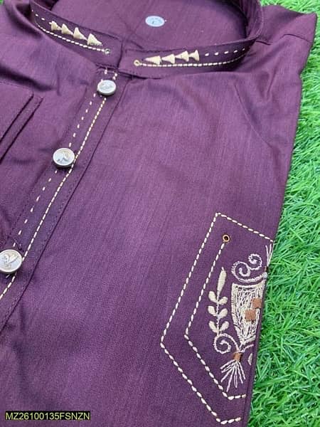 2 pc men’s stitched wash and wear embroidered kurta trouser 3