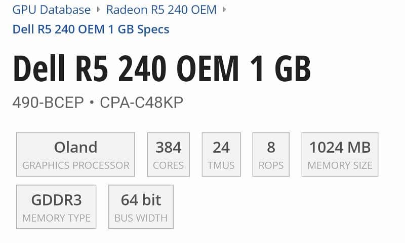 AMD Radeon R5 240 1gb ddr3 64bit 1