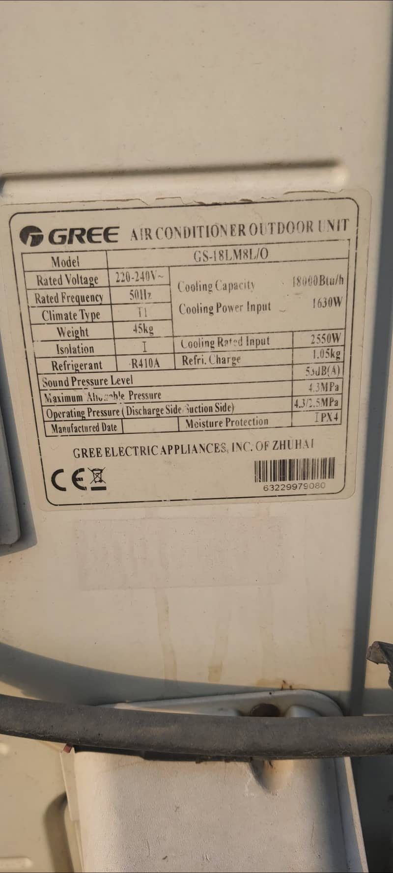 Gree 1.5 ton outdoor only 1
