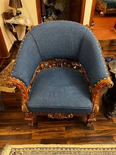 Luxorious Teal Blue Chair Set Used as New