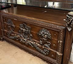 Spacious Wooden Hand Carved Dresser Chest Slightly Used 0