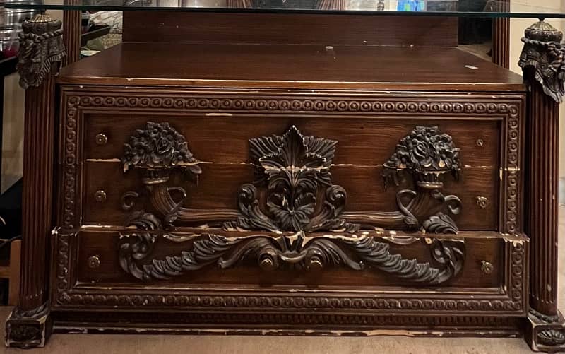 Spacious Wooden Hand Carved Dresser Chest Slightly Used 1