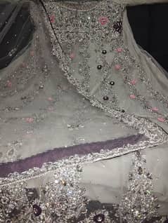 Grey bridal Dress (Reception) full length frock And dubatta
