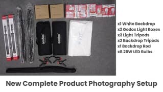 Godox TL-4 Light soft Boxes complete product graphy setup, backdrop 0