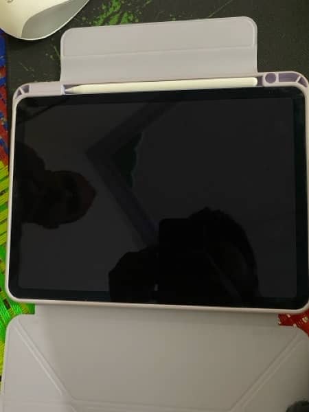 iPAD AIR 5 (Purple) with Apple Pencil, Baseus Magnetic Cover, and box 2