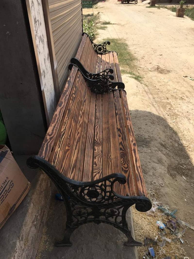 Garden Bench, Wrought Iron Benches, Wood & Iron Benches, Table, Chair 1