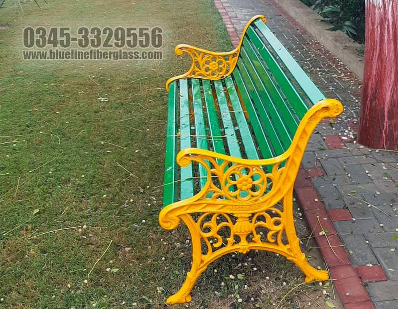 Garden Bench, Wrought Iron Benches, Wood & Iron Benches, Table, Chair 5