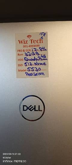 Dell Precision 5530 I7 8th gen Ram 32GB SSD 512 NV 4GB  Card