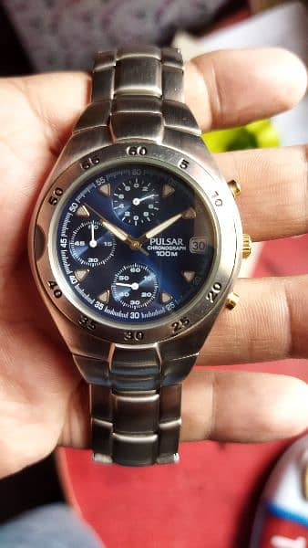 SEIKO PULSAR Chronograph Ym92 Stainless Steel  100m Watch 1