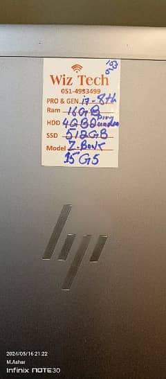 HP Zbook G5 Workstation I7 8th gen Hexa Core Ram 16GB SSD 512 4GB Card