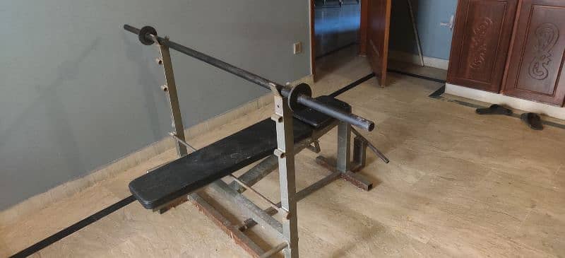 bench press with steel road and plates, All in one machine 4