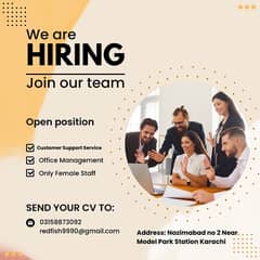 We are Hiring Female Staff for office work