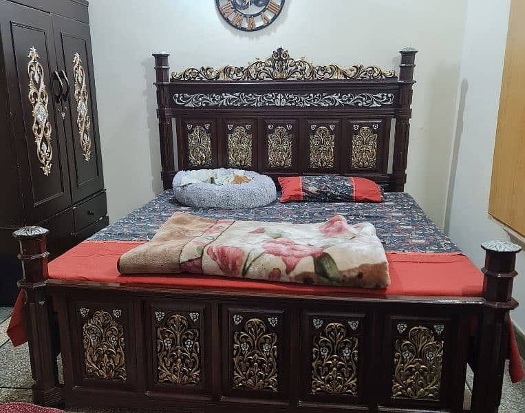 Used Chiniot Wooden Bed Set in Good Condition 1