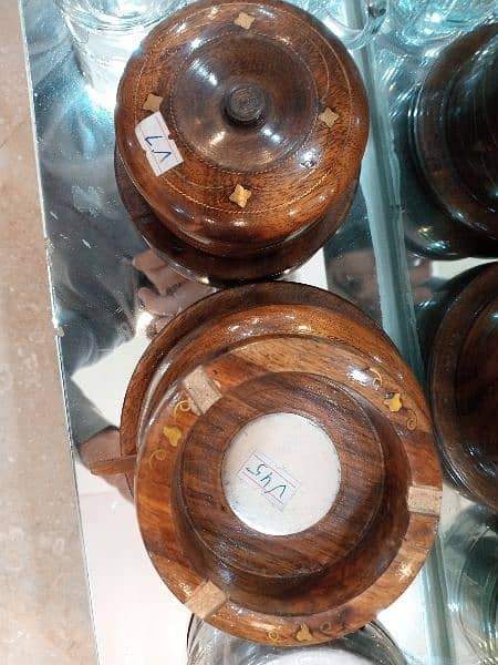 Export Quality Wooden Handi Craft Sugar Pots 1