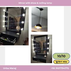 mirror with light,draw & ceiling lamp