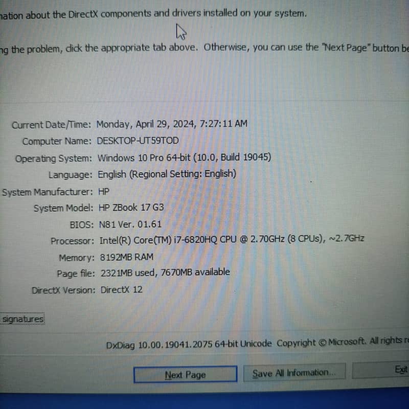 HP ZBook 17 G3- Corei7-6820HQ 8GB Dedicated Graphic Card NVIDIA 16.512 6