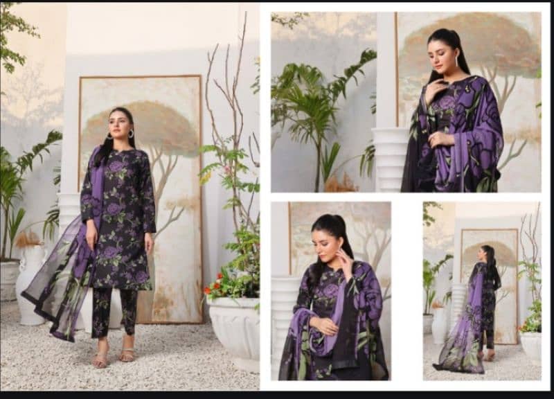 Lawn Shirt/ crinkle chiffon dupatta/ printed trouser clothes available 2