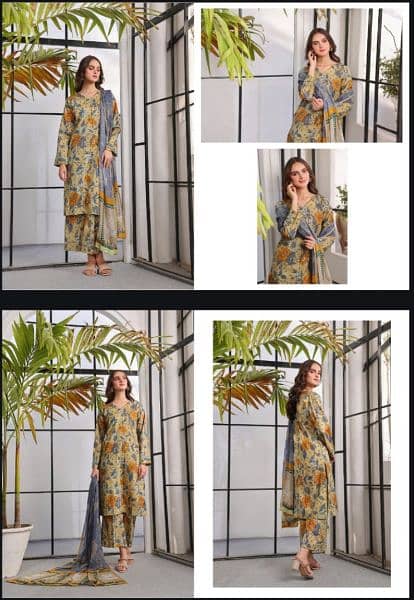 Lawn Shirt/ crinkle chiffon dupatta/ printed trouser clothes available 4