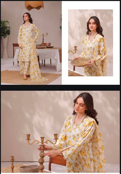 Lawn Shirt/ crinkle chiffon dupatta/ printed trouser clothes available 8