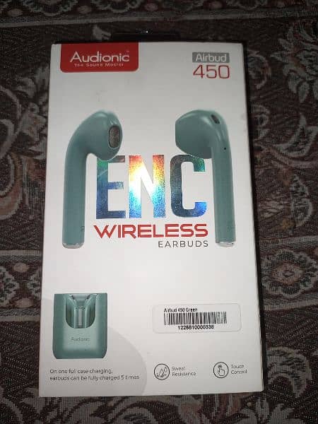 Audionic 450 Wireless Earbuds Green Colour 0