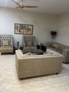 Seven seater sofa with side tables
