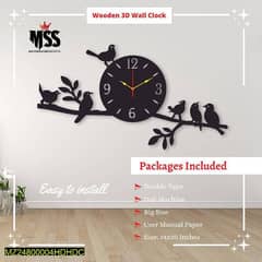 Analog stylish Bird design MDF wall clock