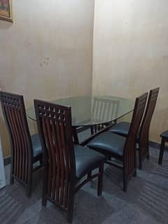 Table & Dinner 6 Chair in good condition 0