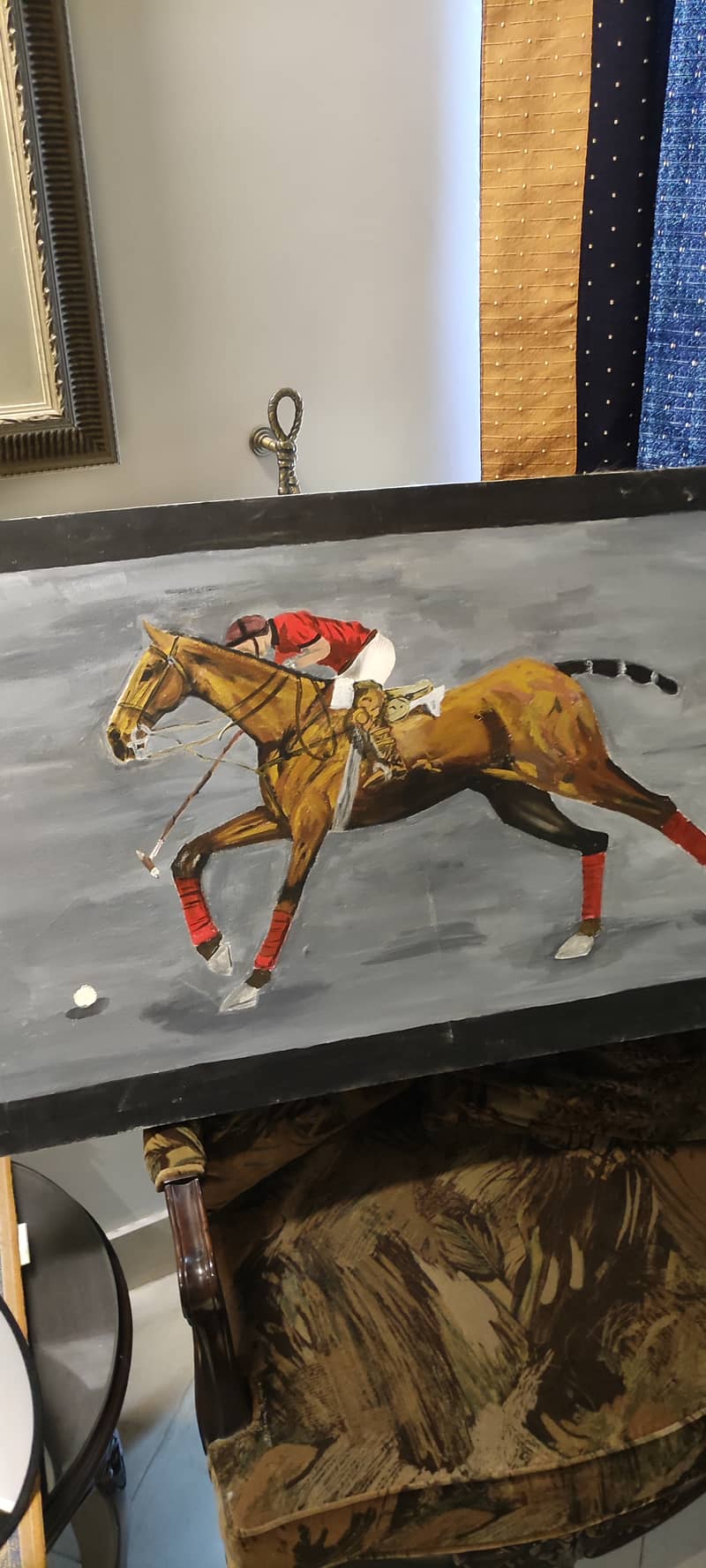 Polo Horse on Grey Background Acrylics 3