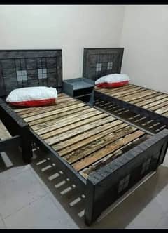 single bed, bed set, side table, mattress, double bed