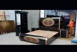 double bed king size bed, poshish brass bed, bed set, furniture set