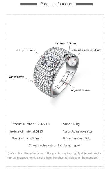 Dazzling Moissanite Diamond Ring For Men 3