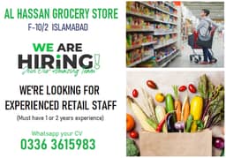 Staff required for Grocery Store