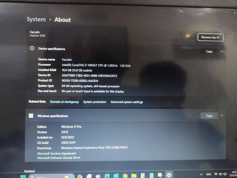 Dell Insp 3593- i7 10th Gen (Mint Condition) 1
