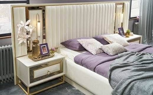 King Size bed/Brass bed/velvet bed/side table/dressing table/furniture 1